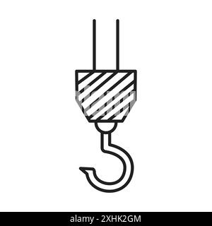 Winch hook icon Black line art vector in black and white outline set collection sign Stock Vector