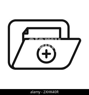 Add file icon line isolated on white background. Black flat thin icon ...