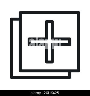 Add icon Black line art vector in black and white outline set collection sign Stock Vector