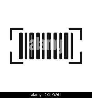Barcode read icon Black line art vector in black and white outline set collection sign Stock Vector