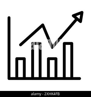 Chart histogram icon Black line art vector in black and white outline set collection sign Stock Vector