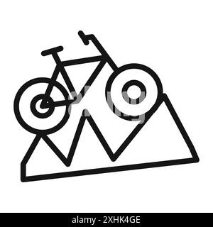 Biking mountain icon Black line art vector in black and white outline set collection sign Stock Vector