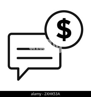 Comment dollar icon Black line art vector in black and white outline set collection sign Stock Vector