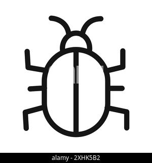 Bug icon Black line art vector in black and white outline set collection sign Stock Vector