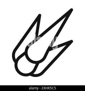 Comet icon Black line art vector in black and white outline set collection sign Stock Vector