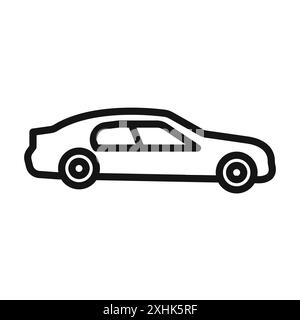 Car side view icon Black line art vector in black and white outline set collection sign Stock Vector