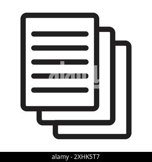 Document icon Black line art vector in black and white outline set collection sign Stock Vector