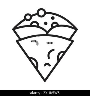 Crepe icon Black line art vector in black and white outline set collection sign Stock Vector