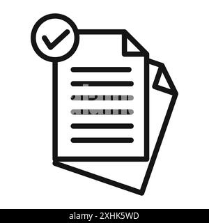 Document accept icon Black line art vector in black and white outline set collection sign Stock Vector