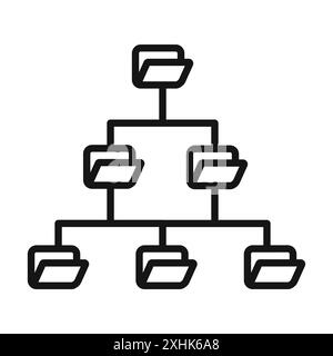 Folder tree icon Black line art vector in black and white outline set collection sign Stock Vector