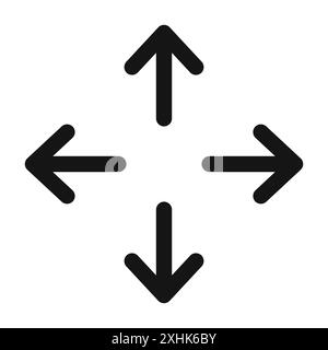 Expand icon set in black and white color. simple flat vector Stock ...