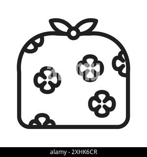 Furoshiki icon Black line art vector in black and white outline set collection sign Stock Vector