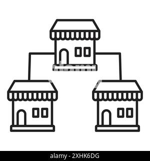 Franchise icon Black line art vector in black and white outline set collection sign Stock Vector