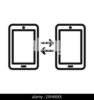 Data transfer icon Black line art vector in black and white outline set collection sign Stock Vector