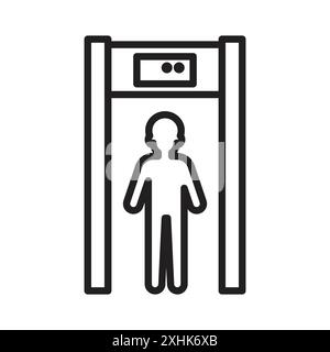 Metal detector icon Black line art vector in black and white outline set collection sign Stock Vector