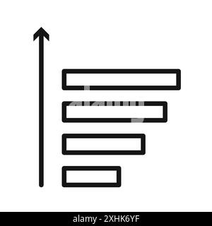 Sort amount up icon Black line art vector in black and white outline set collection sign Stock Vector