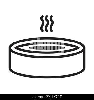 Onsen icon Black line art vector in black and white outline set collection sign Stock Vector
