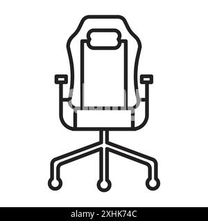 Gaming chair icon Black line art vector in black and white outline set collection sign Stock Vector