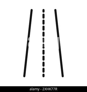 Road icon Black line art vector in black and white outline set collection sign Stock Vector