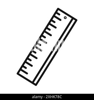 Ruler icon Black line art vector in black and white outline set collection sign Stock Vector