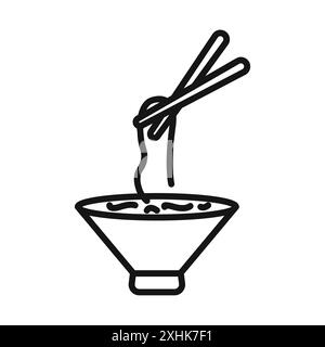 Noodles icon Black line art vector in black and white outline set collection sign Stock Vector