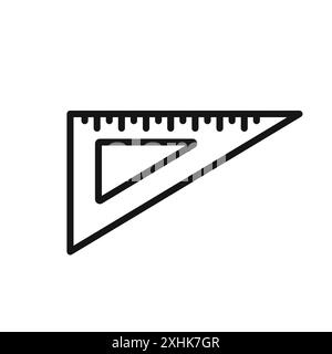 Triangle Ruler icon Black line art vector in black and white outline set collection sign Stock Vector