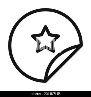 Sticker icon Black line art vector in black and white outline set collection sign Stock Vector