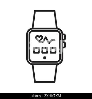 Smartwatch icon Black line art vector in black and white outline set collection sign Stock Vector