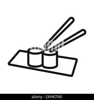 Sushi icon Black line art vector in black and white outline set collection sign Stock Vector