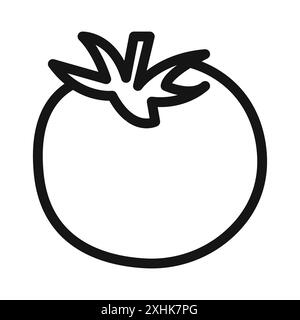 Tomato icon Black line art vector in black and white outline set collection sign Stock Vector