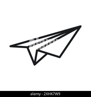 Paper plane icon Black line art vector in black and white outline set collection sign Stock Vector