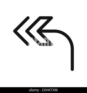 Reply all icon Black line art vector in black and white outline set collection sign Stock Vector
