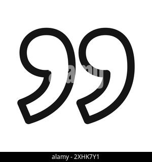 Quote right icon Black line art vector in black and white outline set collection sign Stock Vector