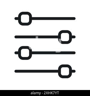 Settings sliders icon Black line art vector in black and white outline set collection sign Stock Vector