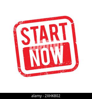 Start Now text grunge rubber stamp concept. Vector isolated on white background Stock Vector