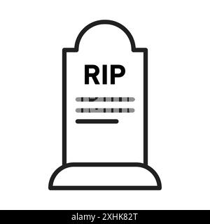 Tombstone icon Black line art vector in black and white outline set collection sign Stock Vector