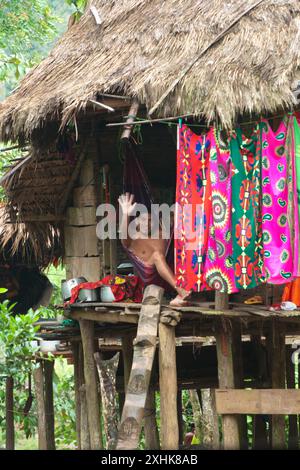 Lifestyle in an Embera village, Panama Stock Photo