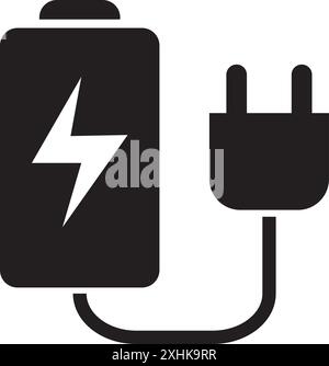 Battery charger icon. Battery charger cable vector symbol. Linear style sign for mobile concept and web design. Battery charger symbol illustration. Stock Vector