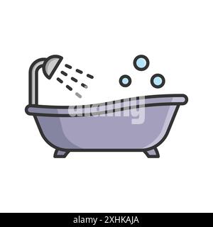 bathtub icon vector design template in white background Stock Vector