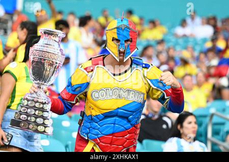 14th July 2024: Miami Gardens, Florida, USA: Fans of Col&#xf4;mbia, Copa America Finals match between Columbia and Argentina at Hard Rock Stadium in Miami Gardens, Fla. Stock Photo