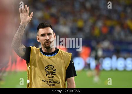 14th July 2024: Miami Gardens, Florida, USA: Lionel Messi of Argentina, Copa America Finals match between Columbia and Argentina at Hard Rock Stadium in Miami Gardens, Fla. Stock Photo