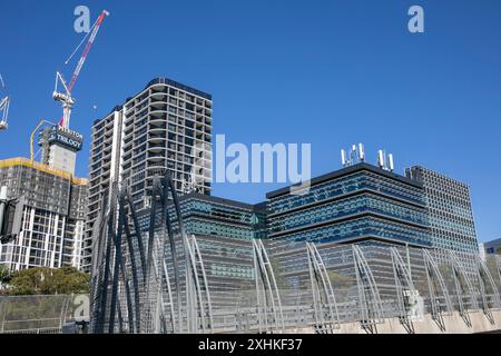 Meriton residential towers being constructed for apartments in Macquarie Park, North Sydney,New South Wales,Australia. Meriton is an australian build Stock Photo