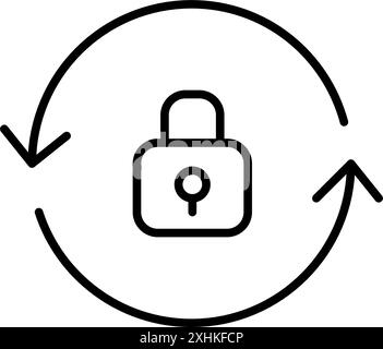 Lock and renew arrows. Security updates, refresh authentication. Pixel perfect, editable stroke vector icon Stock Vector