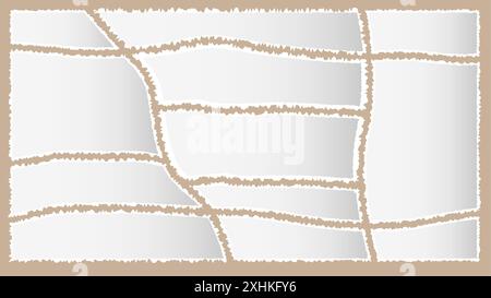 Jagged rectangle, simple shape. Rectangle paper template jagged and rough. Stock Vector