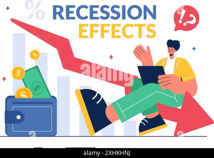 Impact of inflation on decline in income vector illustration. Cartoon ...