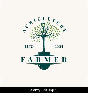 Garden logo inspirational design for simple vintage style plantation equipment for a nature concept company brand Stock Vector