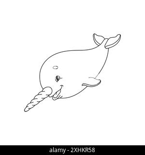 Coloring book page for kids. cartoon character. Vector illustration. Black contour silhouette. Isolated on white background. Stock Vector