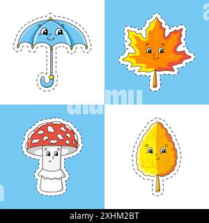 Sticker with contour. cartoon character. Colorful vector illustration. Isolated on color background. Template for your design. Stock Vector