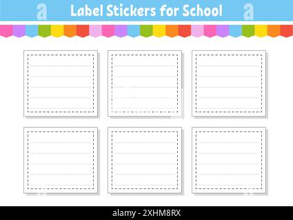 Set stickers for design. Empty template. Name tags, gift labels. Perfect for folders, daily journals, notebooks, lunch bags, pencil boxes. Stock Vector