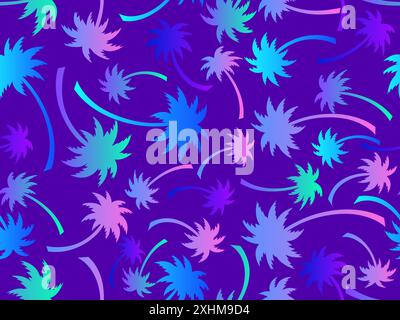 Palm trees seamless pattern. Colorful gradient palm trees. Background with tropical pattern of palm trees. Summer time. Design for wallpapers, banners Stock Vector